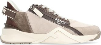 Fendi Flow lage sneakers met su&egrave;de - Heren - Sneakers - Bruin - 41 EU - Su&egrave;de - Schoenen