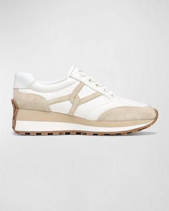 Veronica Beard Valentina Mixed Leather Retro Sneakers