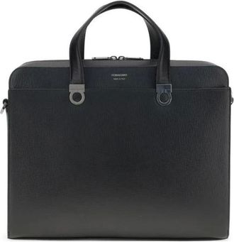 Ferragamo Tassen, Heren, Zwart, ONE Size, Leer, Gancini Business Handbag