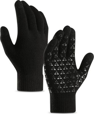 Generic Winter Gloves for Men and Women Touch Screen Anti-Slip Silicone Thermal Soft Knit Stretchy Material Elastic Cuff Warm Comfortable Well Fitting