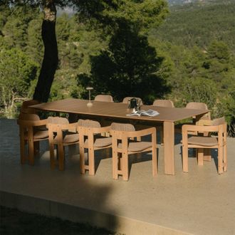 Sklum Set De Mesa Rectangular 270 X 105 Cm Kandroa Y 10 Sillas De Jard&iacute;n En Madera De Acacia Y Rat&aacute;n Sint&eacute;tico Ginara Sklum
