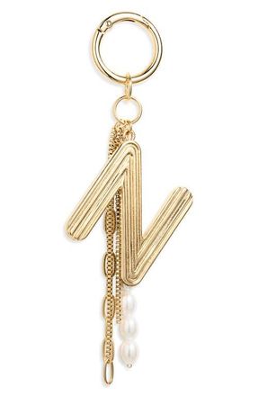 Chelsea28 Initial Faux Pearl Bag Charm in N- White- Gold at Nordstrom