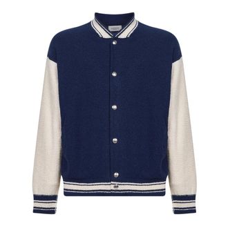 Laneus Bomber Jackets, male, Blue, Size: L Knitted Bomber