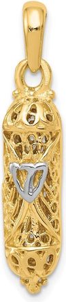 Diamond2Deal 14k Yellow Gold White Rhodium Mezuzah Shin Charm