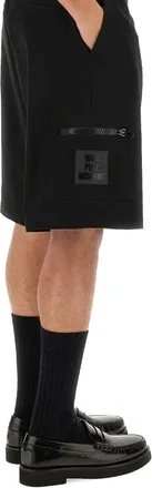 Moschino Logo-Embroidered Cotton Bermuda Shorts - Black