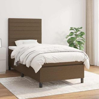 vidaXL Cama Box Spring Con Colch&oacute;n Tela Marr&oacute;n Oscuro 90x200 Cm Vidaxl