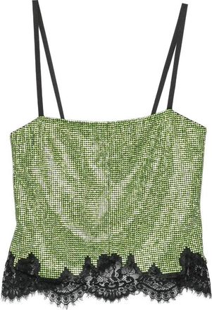 Self Portrait Rhinestone-embellished Lace-trim Top