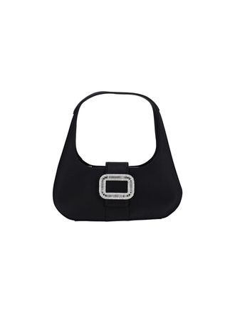 Roger Vivier Black Pilgrim Crystal Satin Shoulder Bag