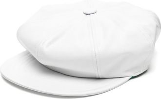 Madison.Maison patent leather baker boy hat - women - Foam/Cotton/Calf Leather/Viscose - S - White