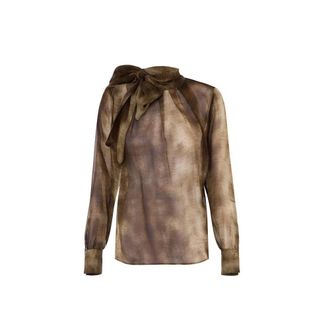Elisabetta Franchi Blouses, female, Brown, L, Blouse in voile fabric with python print