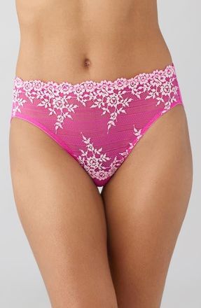 Wacoal Embrace Lace High Cut Briefs in Wild Azalea/Cradle Pink at Nordstrom, Size Xx-Large