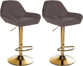 Clp Clp - Lote De 2 Taburetes De Bar Braga Gold Tela Marr&oacute;n