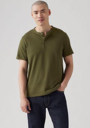 Levi's Henleyshirt LEVIS, Herren, Gr. L, gr&uuml;n (olive night), Jersey, Obermaterial: 100% Baumwolle, regular fit normal, Rundhals, gerader Abschluss, Shirts He