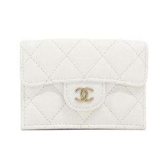 Chanel White Grained Calfskin Wallet (Tri-Fold) (Pre-Owned)