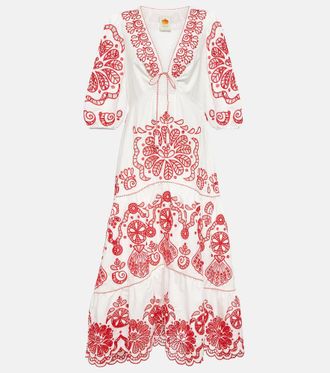 Farm Rio Abito midi in cotone sangallo