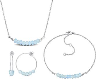 Delmar Beaded Aquamarine Hoop Earrings, Bracelet & Necklace Set in Blue at Nordstrom Rack