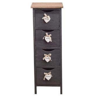 Mobili Rebecca Chifonier con 4 cajones de madera con asas de coraz&oacute;n gris y blanco
