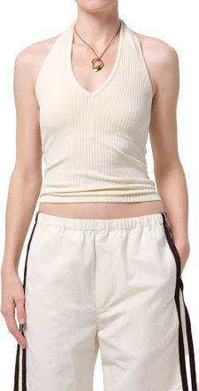Citizens Of Humanity Thea Rib Knit Halter Top in Pashmina Off White at Nordstrom, Size X-Small