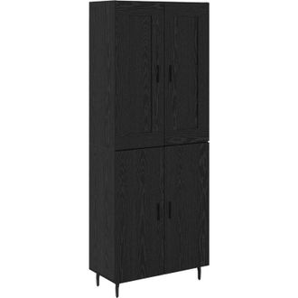 vidaXL Aparador Alto 2 Pcs Roble Negro Madera De Ingenier&iacute;a Vidaxl