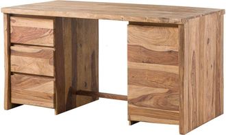 Massivmoebel24 PURE SHEESHAM 210 Scrivania in legno di sheesham - laccato-sabbiato / naturale 150x75x78