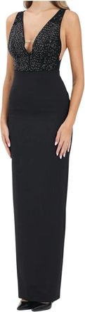 Elisabetta Franchi Kleedjes, Dames, Zwart, M, Polyester, Rechte lange jurk