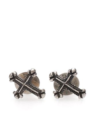 Werkstatt München cross-pendant stud earrings - unisex - Sterling Silver - One Size