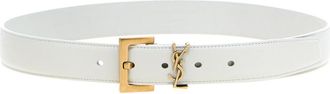 Saint Laurent White Monogram Belt