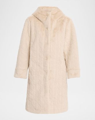 Kobi Halperin Myla Hooded Cable Faux Fur Coat