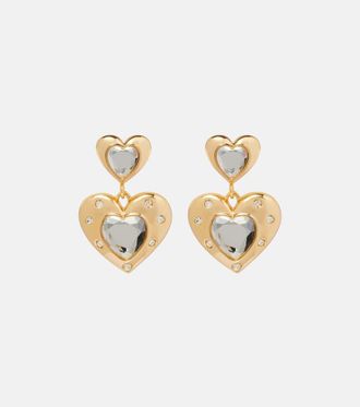 Self Portrait Heart crystal-embellished earrings