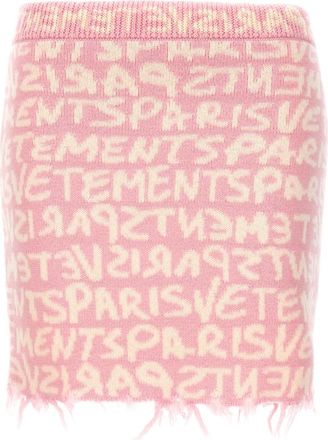 VETEMENTS Graffiti Monogram Rok - Dames - Korte rokken - Roze - XS - Wol - Rokken