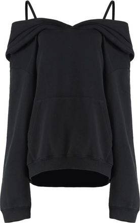 Maison Margiela Off-shoulder Sweatshirt - Dames - Sweatshirts - Zwart - L - Katoen - Hoodies & sweatvesten