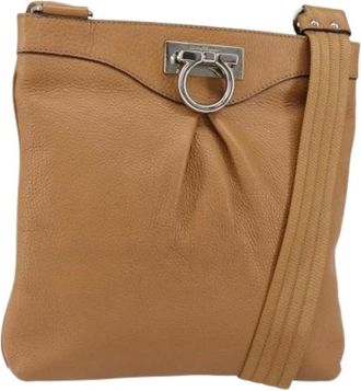 Ferragamo Pre-owned Cross Body Bags, female, Brown, Size: ONE SIZE Pre-owned Leather Shoulder Bag