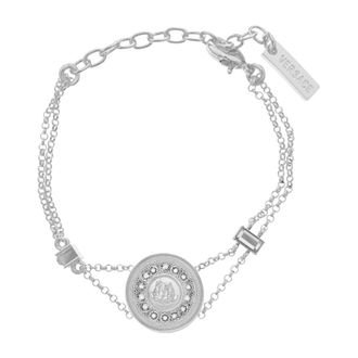 Versace Accessoires, Dames, Wit, ONE Size, Leer, Bright Medusa Crystal Armband