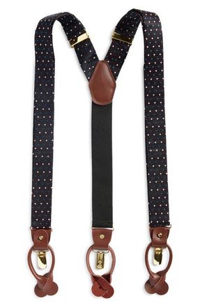 Clifton Wilson Navy Polka Dot Silk Suspenders at Nordstrom