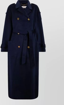 Elisabetta Franchi wool long double-breasted belted coat