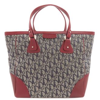 Dior Navy Red Color Canvas Tote Bag (Pre-Owned)