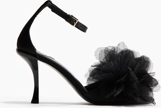 H&M Hohe Sandaletten mit Meshbl&uuml;ten - Schwarz