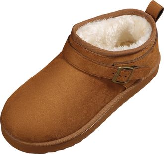 Generic Womens Snow Boots Casual Faux Suede Winter Booties Classic Thick Sole Fuzzy Plush Lined Comfy Warm Ankle Boots Walking Shoes for Cold Weather