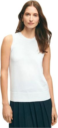 Brooks Brothers Supima Katoen Jersey Top - Dames - Tops zonder mouwen - Wit - L - Katoen - Tops