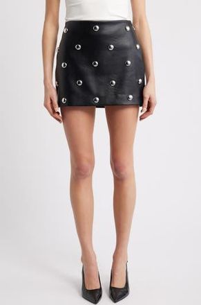 Mango Carla Studded Faux Leather Miniskirt in Black at Nordstrom Rack, Size 4