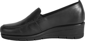 Desa Woman Leather Slip-Ons - Wedge Heel, Breathable, Rain-Resistant | Black - 37