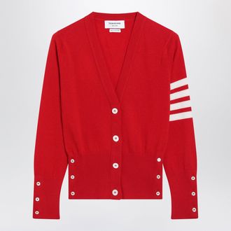 Thom Browne Cardigan classico rosso in cashmere