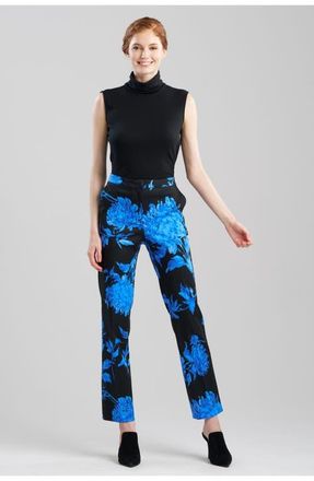 Natori Miyako - Printed Cotton Chino Straight Leg Pants in Blue W/Black at Nordstrom, Size 12