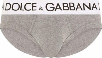 Dolce & Gabbana Broekjes met hoge taille in katoen met stretch in twee richtingen - Heren - Onderbroek - Grijs - XS - Katoen - Ondergoed