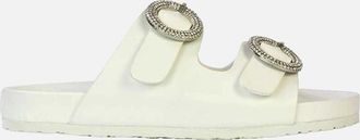 XY London Womens XY London Womens/Ladies Reggie Diamante Double Strap Flat Sandals - White - Size: 7