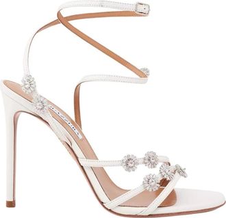 Aquazzura Witte Stiletto Sandalen Starry Night - Dames - Sandalen met hakken - Wit - 36 EU - Leer - Schoenen