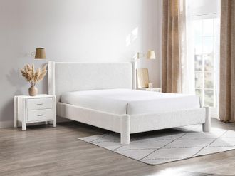Vente-Unique Letto 160 x 200 cm Tessuto bouclette Bianco - CONOMO