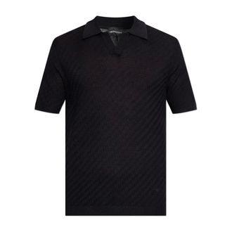 Emporio Armani Polo Shirts, male, Black, Size: 2XL Cotton Polo