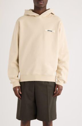 Jacquemus Le Hoodie Gros Grain Cotton Hoodie in Beige at Nordstrom, Size Xx-Large