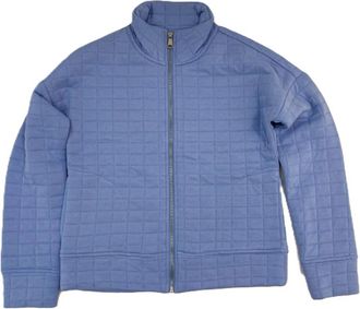 Beach Time Womens Quilted Soft Zip Front Jacket In Blue